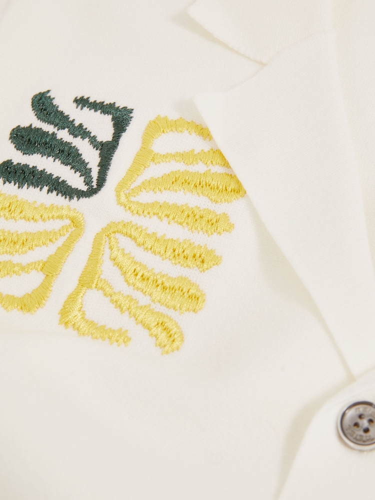 Reiss Optic White Pablo Reef-Embroidery Cuban-Collar Shirt - Image 6 of 6