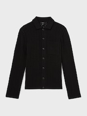 Reiss Black Parson Cotton-Blend Textured Knit Shirt - Image 2 of 7
