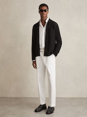 Reiss Black Parson Cotton-Blend Textured Knit Shirt - Image 4 of 7