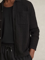 Reiss Black Parson Cotton-Blend Textured Knit Shirt - Image 5 of 7