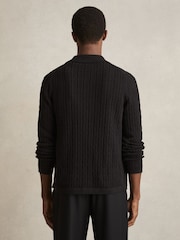Reiss Black Parson Cotton-Blend Textured Knit Shirt - Image 6 of 7