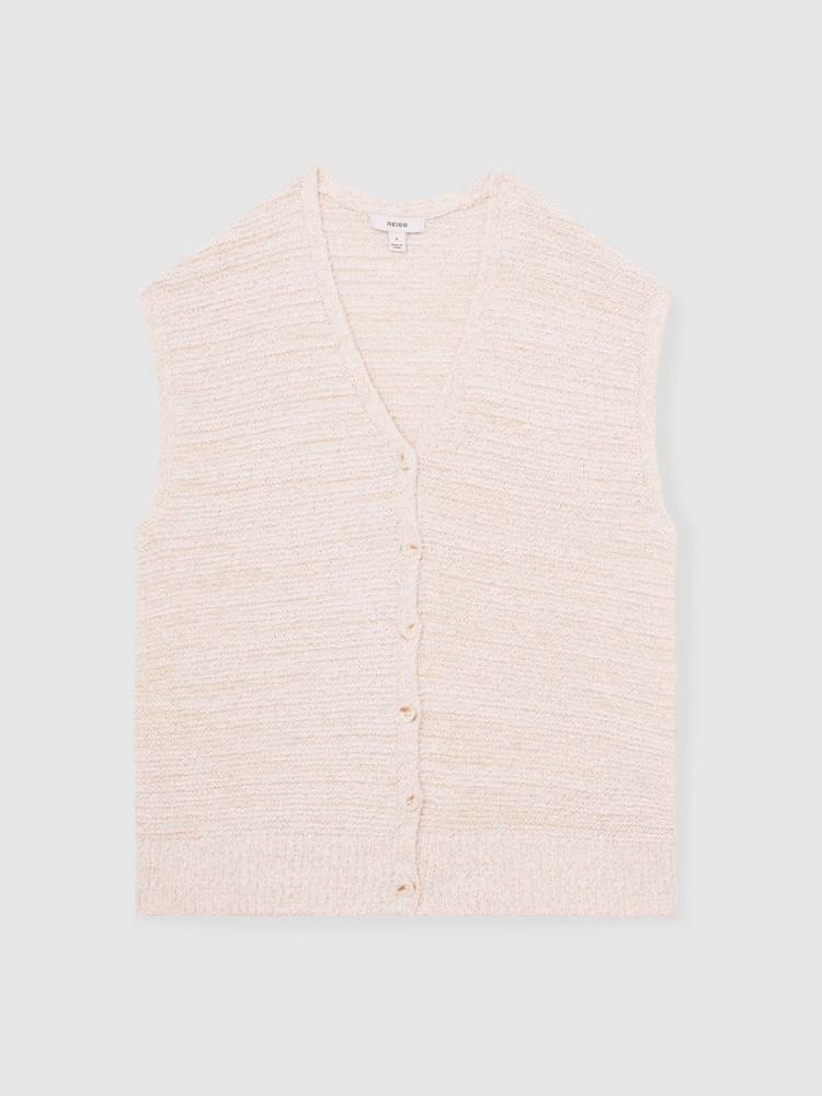 Reiss Lily Stricktop mit Knopfleiste aus Baumwollleinen - Bild 2 von 6 Reiss Lily Stricktop mit Knopfleiste aus Baumwollleinen - Bild 2 von 6