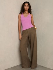 Reiss Pink Lauren Twist-Strap Rib-Knit Vest - Image 1 of 4