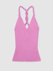 Reiss Pink Lauren Twist-Strap Rib-Knit Vest - Image 2 of 4