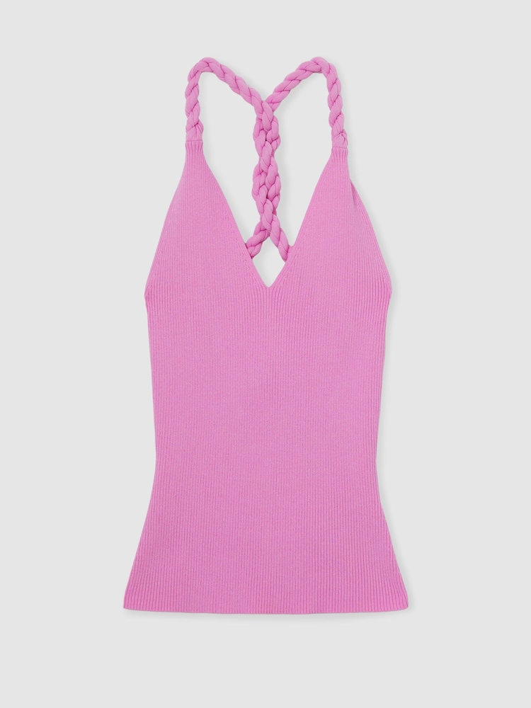 Reiss Pink Lauren Twist-Strap Rib-Knit Vest - Image 2 of 4