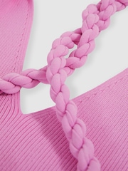 Reiss Pink Lauren Twist-Strap Rib-Knit Vest - Image 4 of 4