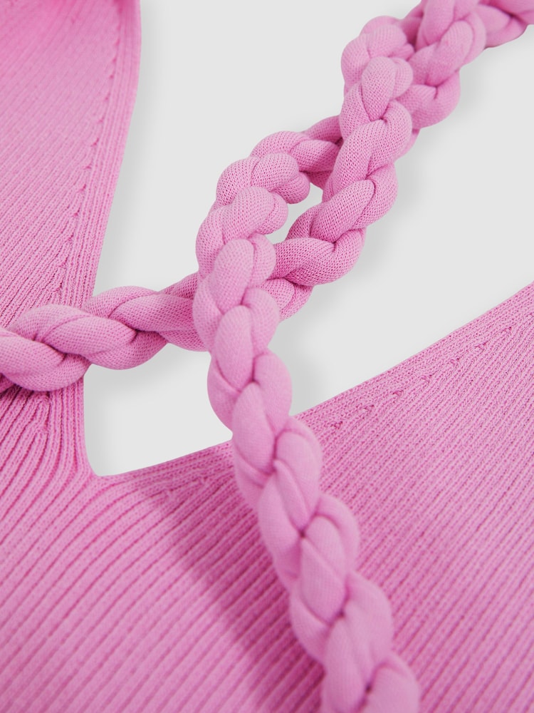 Reiss Pink Lauren Twist-Strap Rib-Knit Vest - Image 4 of 4