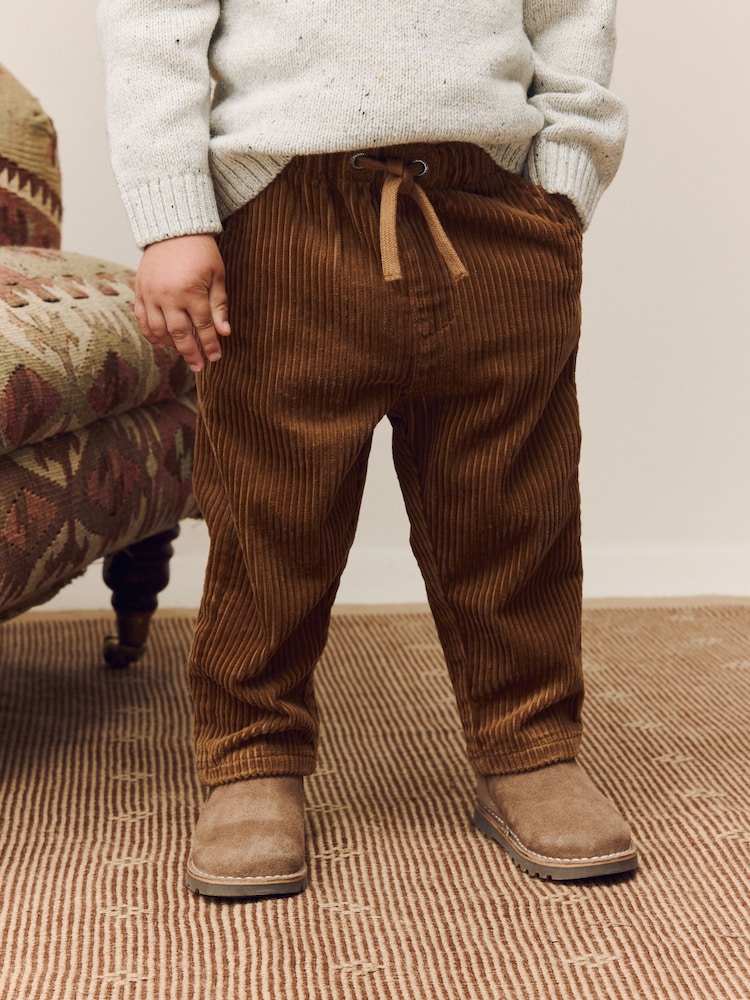 Tan Brown Textured Corduroy Pull On Trousers (3mths-7yrs) - Image 1 of 9 Tan Brown Textured Corduroy Pull On Trousers (3mths-7yrs) - Image 1 of 9