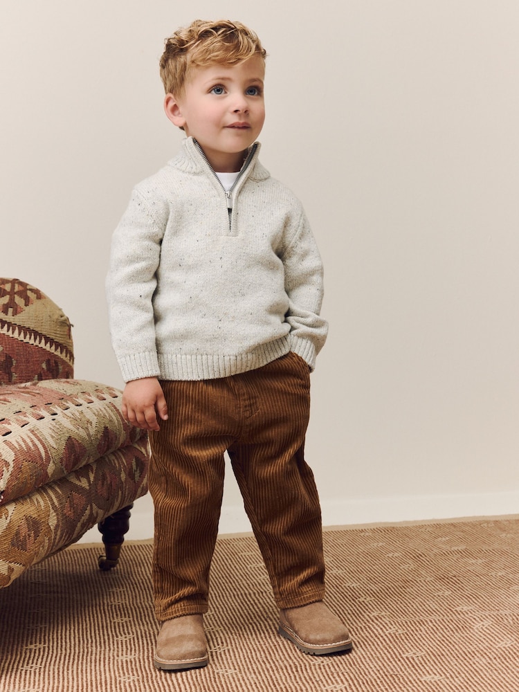 Tan Brown Textured Corduroy Pull On Trousers (3mths-7yrs) - Image 2 of 9 Tan Brown Textured Corduroy Pull On Trousers (3mths-7yrs) - Image 2 of 9