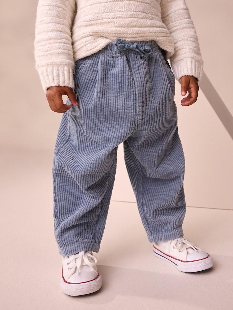 Light Blue Textured Corduroy Pull On Trousers (3mths-7yrs) - Image 1 of 8