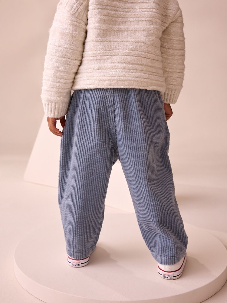 Light Blue Textured Corduroy Pull On Trousers (3mths-7yrs) - Image 2 of 8