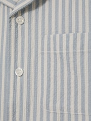 Reiss Soft Blue/White Sensei Seersucker Striped Shirt - Image 4 of 4