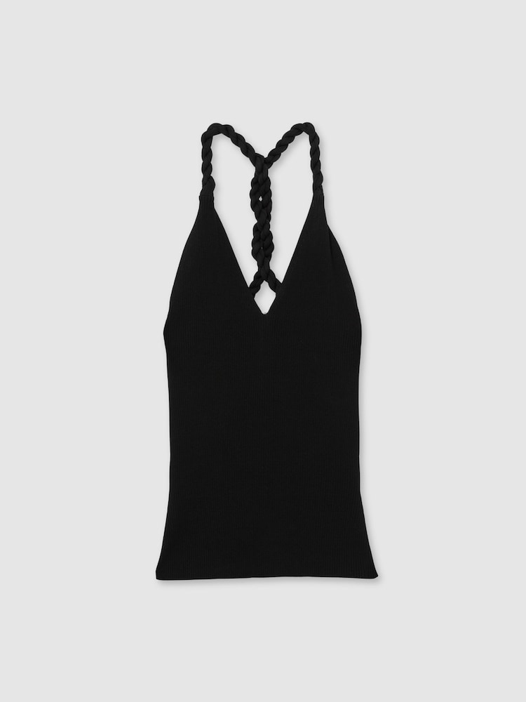 Reiss Black Lauren Twist-Strap Rib-Knit Vest - Image 2 of 7