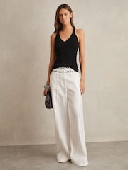 Reiss Black Lauren Twist-Strap Rib-Knit Vest - Image 4 of 7