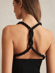 Reiss Black Lauren Twist-Strap Rib-Knit Vest - Image 5 of 7