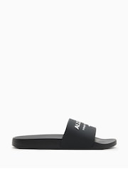 AllSaints Black Underground Sliders - Image 1 of 4