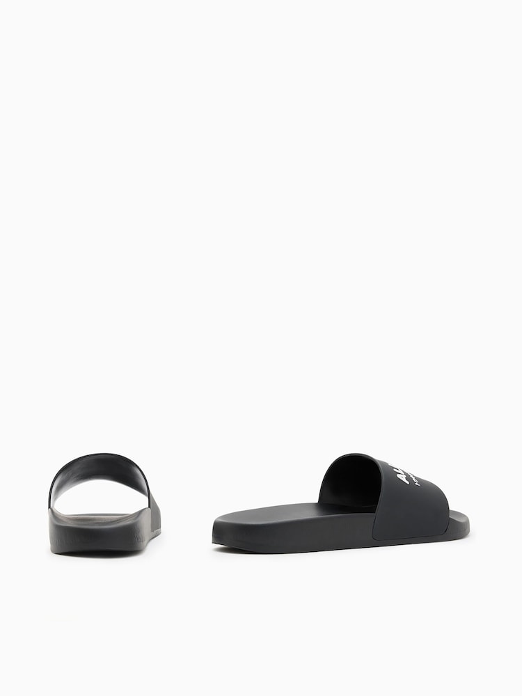 AllSaints Black Underground Sliders - Image 2 of 4