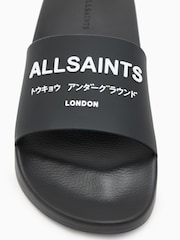 AllSaints Black Underground Sliders - Image 3 of 4