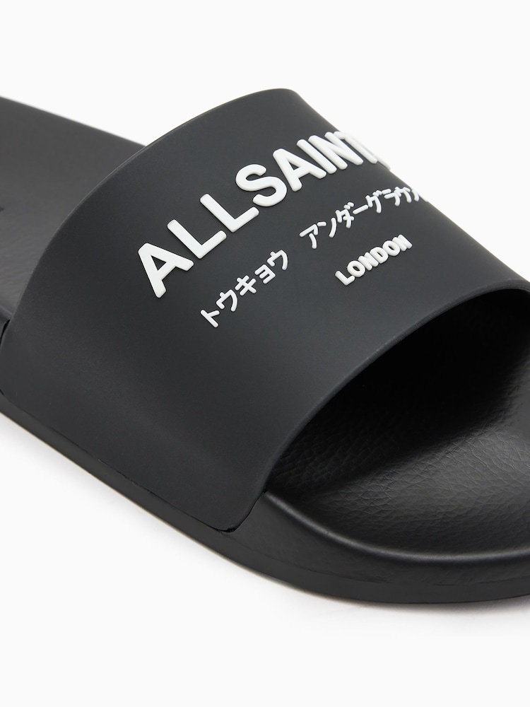 AllSaints Black Underground Sliders - Image 4 of 4