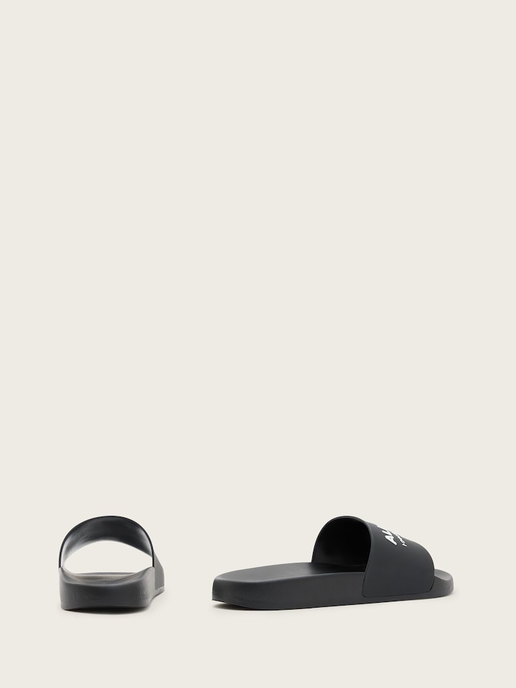 AllSaints Black Underground Sliders - Image 6 of 6