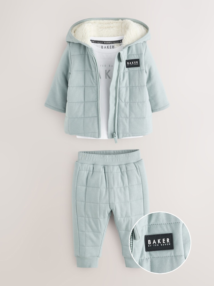 Baker by Ted Baker Green Quilted Jacket T-Shirt and Trousers Set - Image 1 of 5
