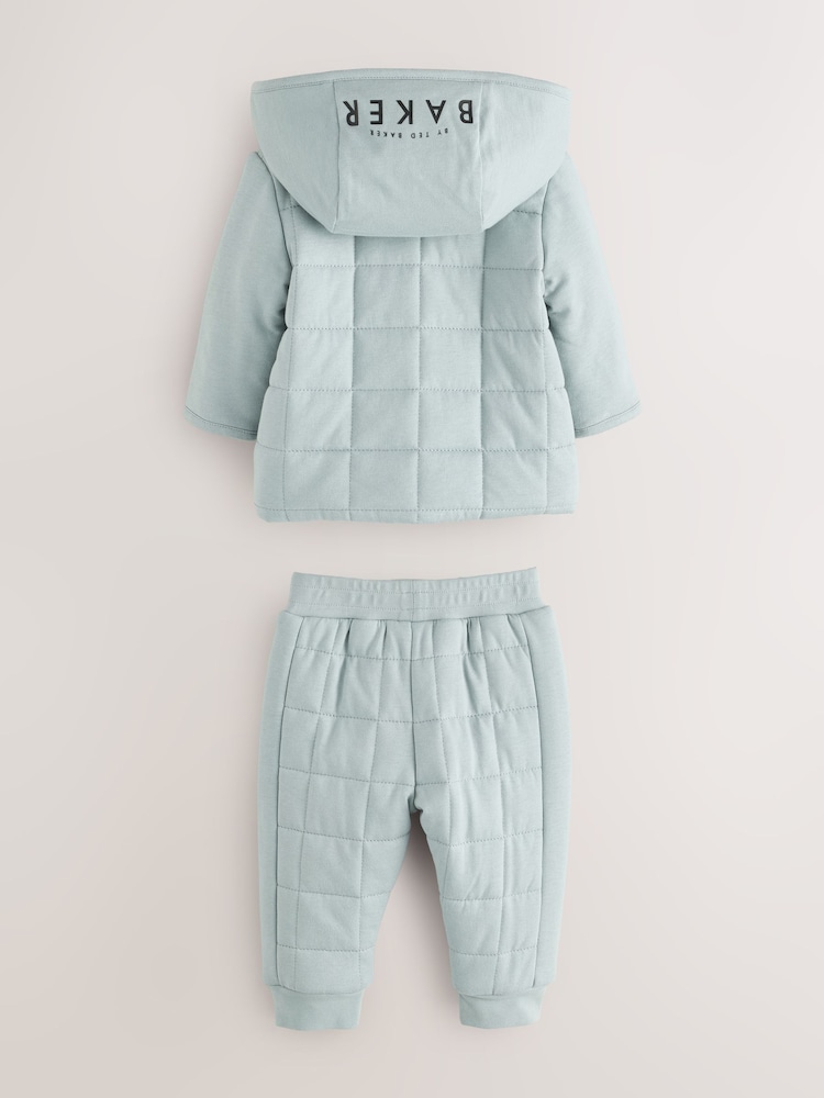 Baker by Ted Baker Green Quilted Jacket T-Shirt and Trousers Set - Image 2 of 5