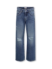 ONLY KIDS Blue Straight Leg Ripped Knee 100% Cotton Jeans - Image 2 of 4