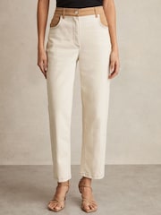 Reiss Ecru Maddie Colour-Block Straight-Leg Jeans - Image 3 of 6