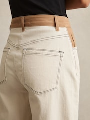 Reiss Ecru Maddie Colour-Block Straight-Leg Jeans - Image 5 of 6