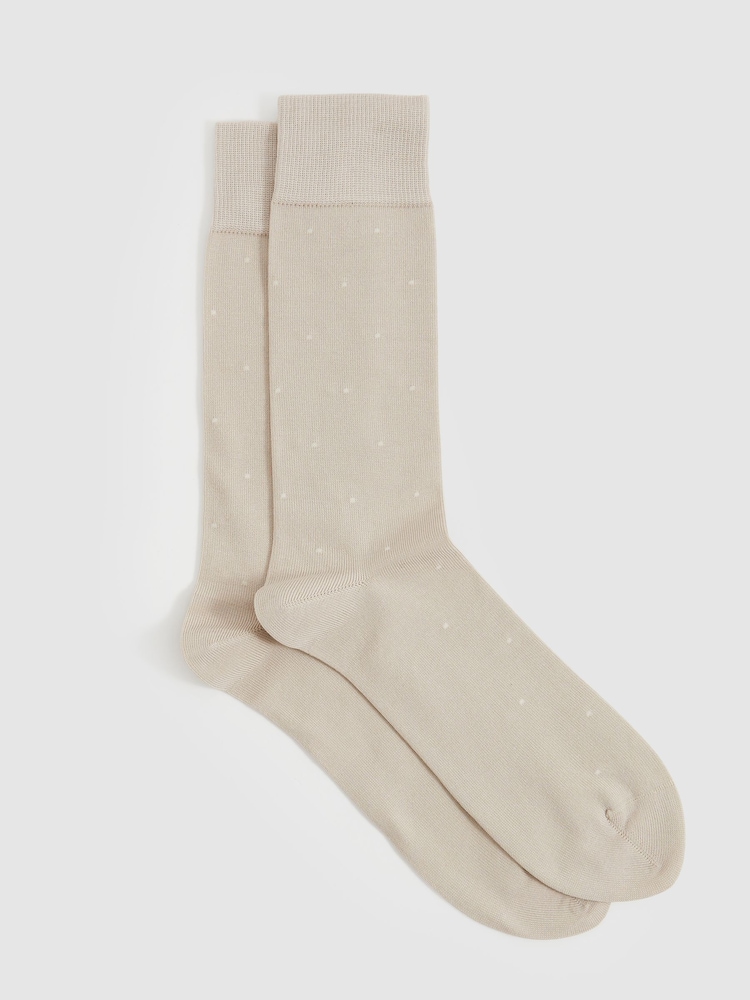 Reiss Taupe Mario Spot Polka Dot Socks - Image 1 of 3 Reiss Taupe Mario Spot Polka Dot Socks - Image 1 of 3