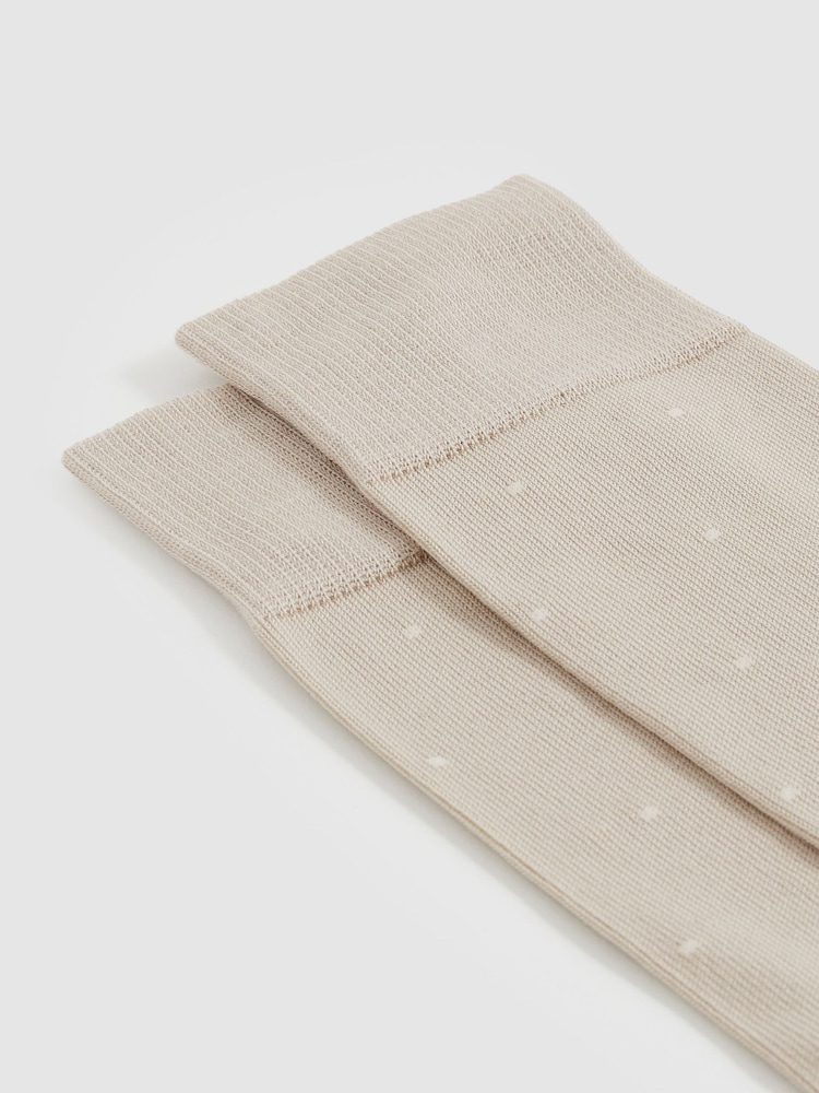 Reiss Taupe Mario Spot Polka Dot Socks - Image 2 of 3 Reiss Taupe Mario Spot Polka Dot Socks - Image 2 of 3