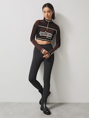 Reiss Chocolate Brown Ultra McLaren F1 Team Half-Zip Crop Top - Image 4 of 10