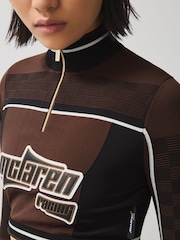 Reiss Chocolate Brown Ultra McLaren F1 Team Half-Zip Crop Top - Image 6 of 10
