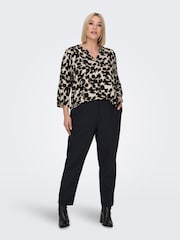 ONLY Curve Natural Leopard Print V-Neck Blouse - Image 3 of 7