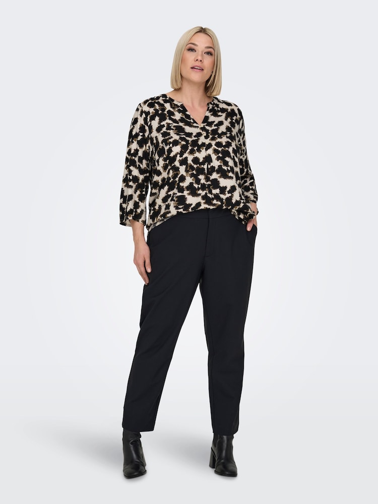 ONLY Curve Natural Leopard Print V-Neck Blouse - Image 3 of 7