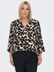ONLY Curve Natural Leopard Print V-Neck Blouse - Image 4 of 7