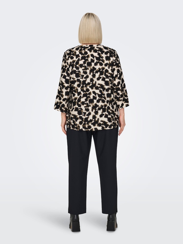 ONLY Curve Natural Leopard Print V-Neck Blouse - Image 5 of 7