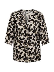 ONLY Curve Natural Leopard Print V-Neck Blouse - Image 6 of 7