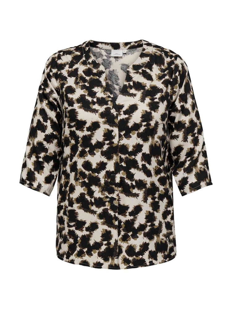 ONLY Curve Natural Leopard Print V-Neck Blouse - Image 6 of 7