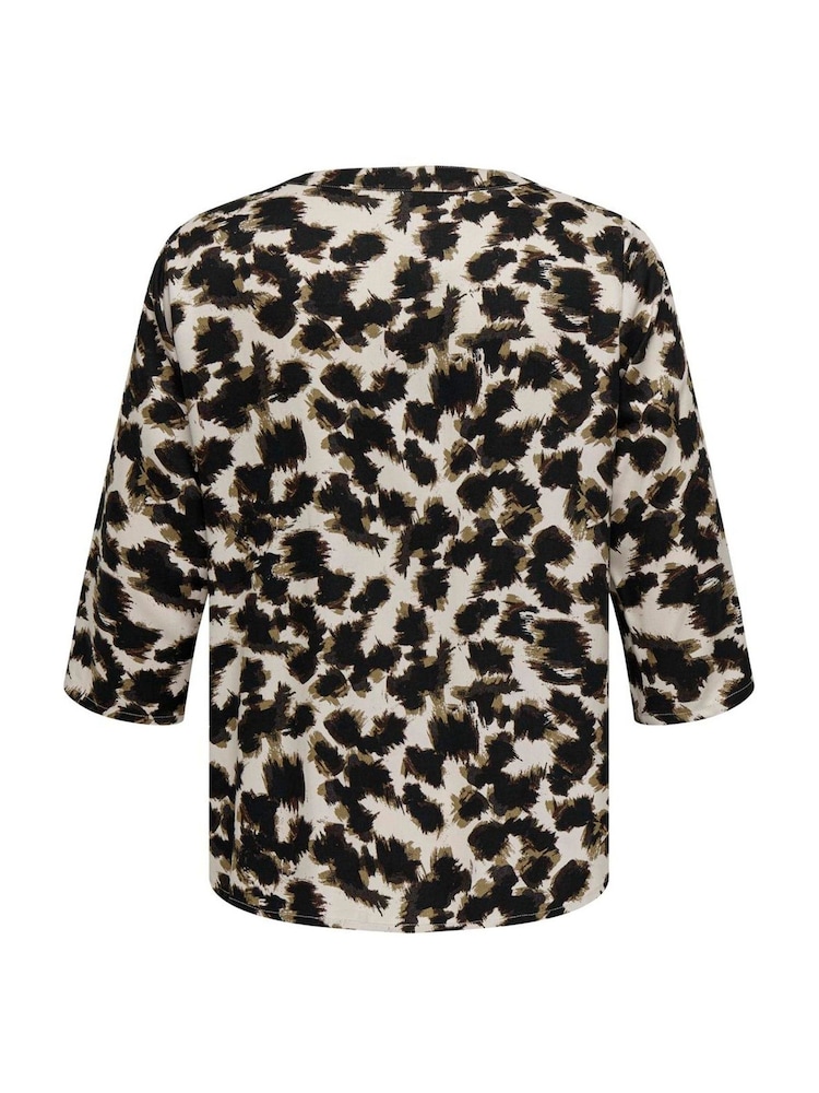 ONLY Curve Natural Leopard Print V-Neck Blouse - Image 7 of 7
