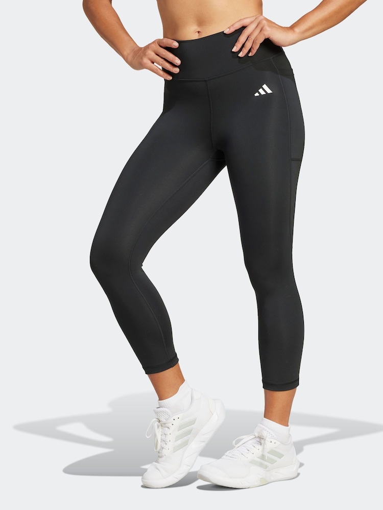 adidas Black Optime Essentials Stash 3/4 Leggings - Image 1 of 6
