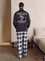 Slate Grey Long Sleeve Embroidered Quarter Zip Pyjamas Set - Image 1 of 12