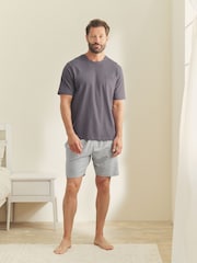 Lilac Purple/Grey Marl - Jersey Short Pyjamas Set - Imagen 1 de 14
