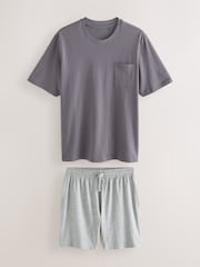 Lilac Purple/Grey Marl - Jersey Short Pyjamas Set - Imagen 7 de 14