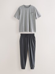 Grey Short Sleeve Cuffed Jersey Pyjamas Set - Image 6 of 10
