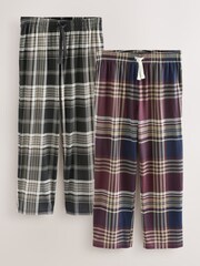 Plum Purple/ Neutral Check Jersey Pyjama Bottoms 2 Pack - Image 1 of 15