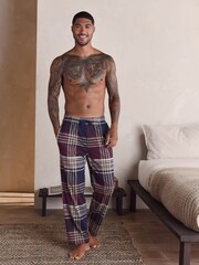 Plum Purple/ Neutral Check Jersey Pyjama Bottoms 2 Pack - Image 5 of 15