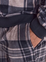 Neutral/ Black Thermal Fleece Check Long Sleeve Cuffed Pjyamas Set - Image 4 of 7