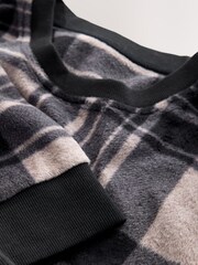 Neutral/ Black Thermal Fleece Check Long Sleeve Cuffed Pjyamas Set - Image 7 of 7