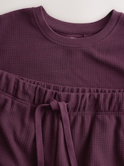 Berry Red - Soft Țesătură de vafe Mânecă lungă Pyjamas Set - Imaginea 11 din 15